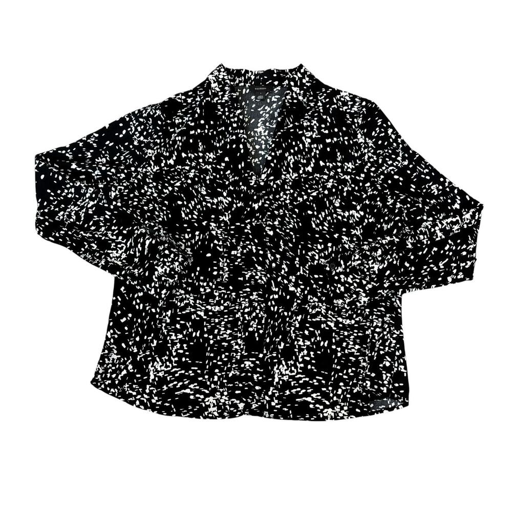Halogen Black White Abtract Print Blouse Womens Size 1X Plus Size